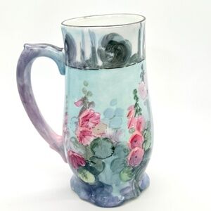 Antique Hand Painted Floral Mug Tankard from Vienna Austria 6 5/8"